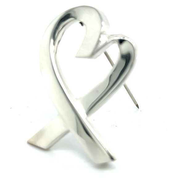 Tiffany & Co Heart Brooch Pin Sterling Silver Estate TIF890 - Picture 10 of 12